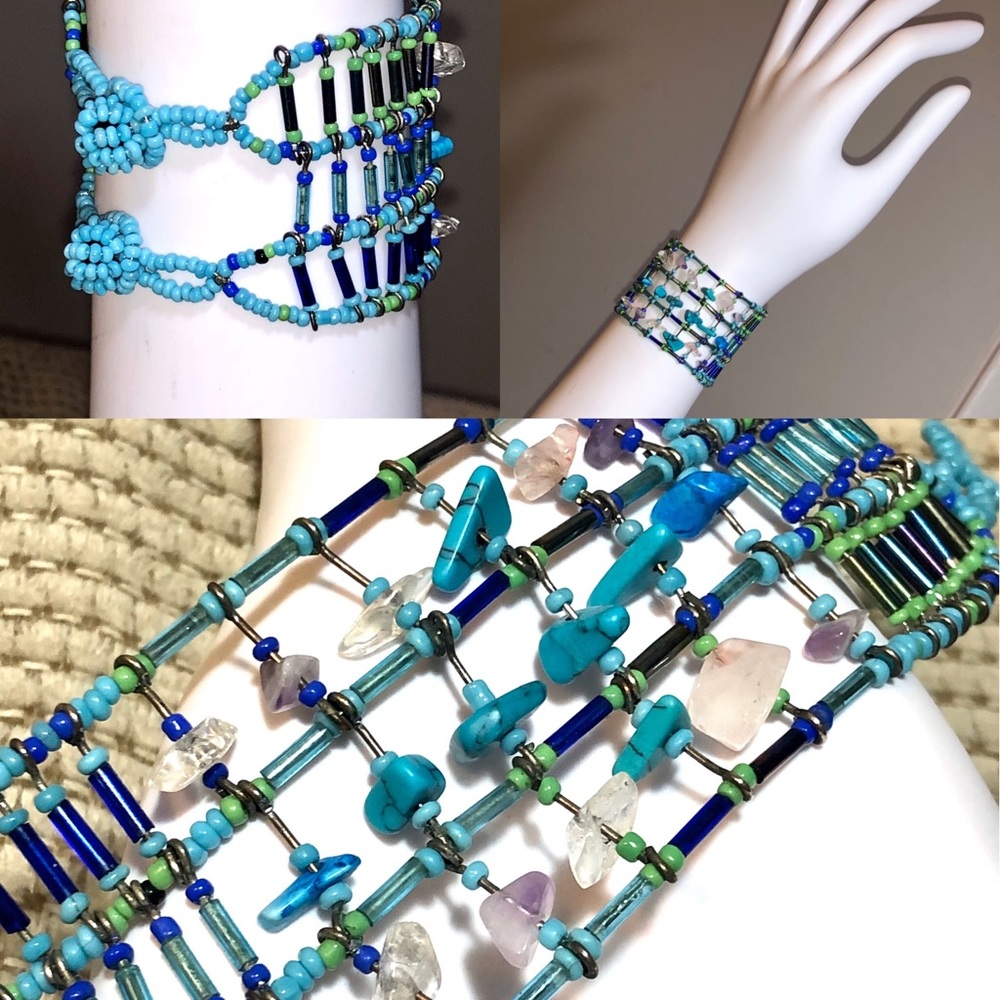 Unique Semi Precious Stone & Glass Bead Bracelet